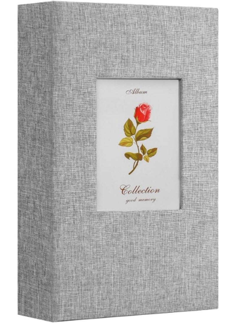 CLENEA Linen Photo Album 4x6 300 Photos Fabric Cover Picture Books Albums Wedding School Family Anniversary Baby Memory Engagement Travel Albums(Grey, 300 Pockets) - Image 1